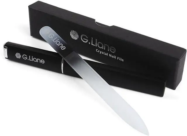 Main image of Crystal Nail FileProfessional Double Sided Glass Fingernail Files with Case,Manicure for Natural Acrylic Gels Nails,Manicure Tools for Home and Salon(Rainbow Black)