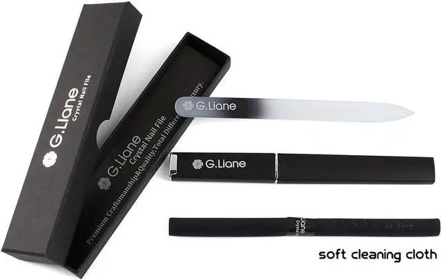 Alt view image 2 of 6 - Crystal Nail FileProfessional Double Sided Glass Fingernail Files with Case,Manicure for Natural Acrylic Gels Nails,Manicure Tools for Home and Salon(Rainbow Black)