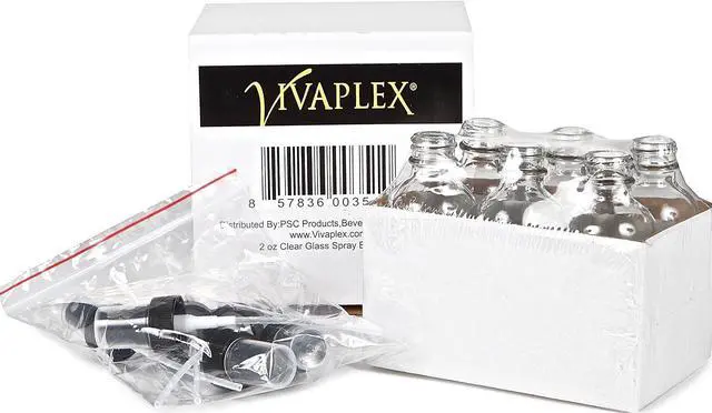 Alt view image 3 of 6 - Vivaplex, 6, Clear, 2 oz Glass Bottles, with Black Fine Mist Sprayers
