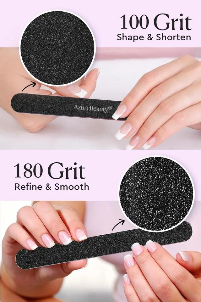 Alt view image 3 of 7 - AZUREBEAUTY Nail Files and Buffers, Professional Nail Supplies, Nail Files for Natural Nails, Rectangular Nail Buffer Block for Polishing Filing, and Nail Care, 100/180 Grit 12 pcs Manicure Tools Kit