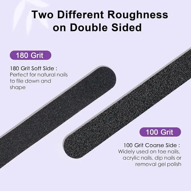 Alt view image 2 of 7 - Canvalite Nail File Large Emery Boards for Nails 100/180 Grit Nail Files for Natural Nails Manicure Pedicure Tool for Home and Salon Use 25PCS, Black