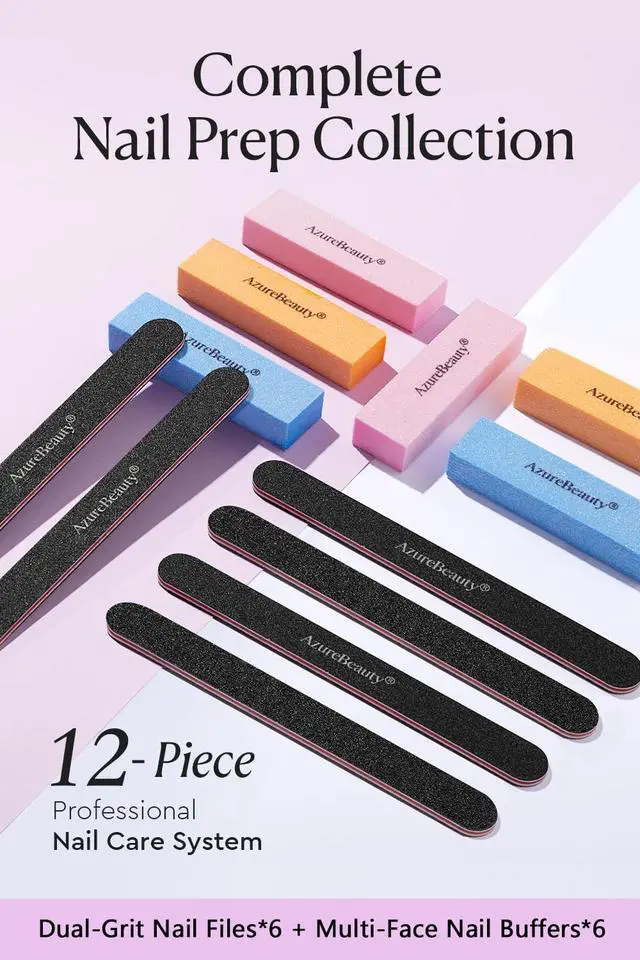 Alt view image 6 of 7 - AZUREBEAUTY Nail Files and Buffers, Professional Nail Supplies, Nail Files for Natural Nails, Rectangular Nail Buffer Block for Polishing Filing, and Nail Care, 100/180 Grit 12 pcs Manicure Tools Kit