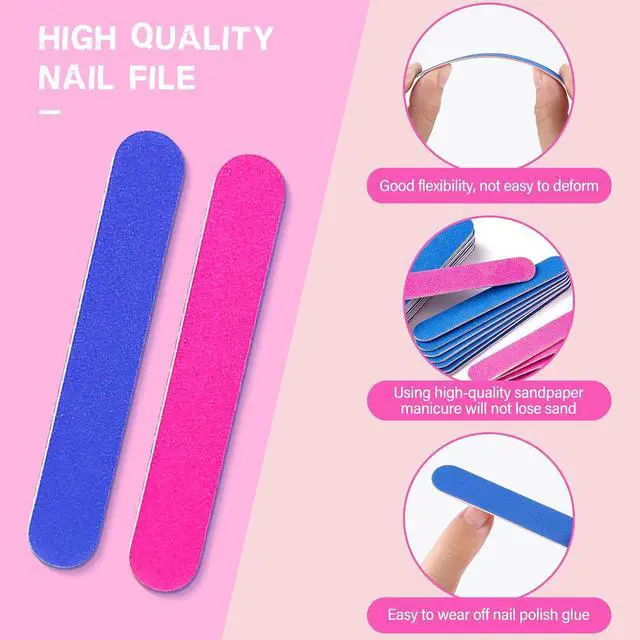 Alt view image 3 of 7 - 10 Pack 3.3 Inch Mini Emery Boards for Nails Individually Wrapped, Double-Sided 100/180 Grit Nail Files,Reusable for Natural and Acrylic Nails in Home or Salon