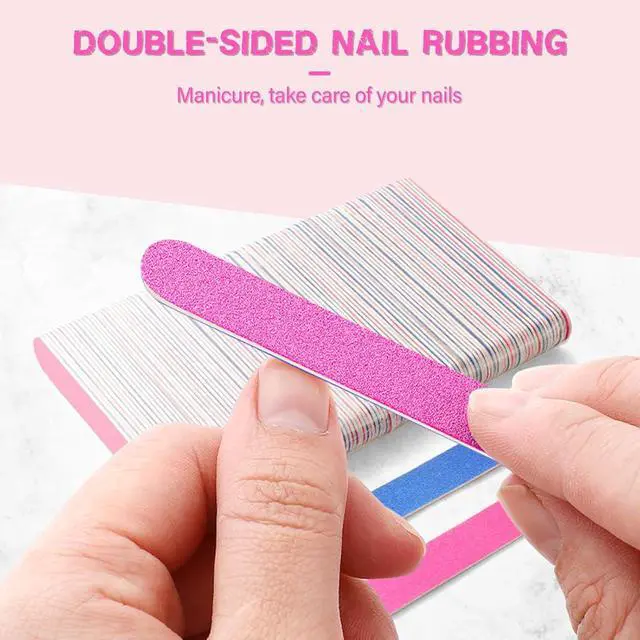 Alt view image 5 of 7 - 10 Pack 3.3 Inch Mini Emery Boards for Nails Individually Wrapped, Double-Sided 100/180 Grit Nail Files,Reusable for Natural and Acrylic Nails in Home or Salon