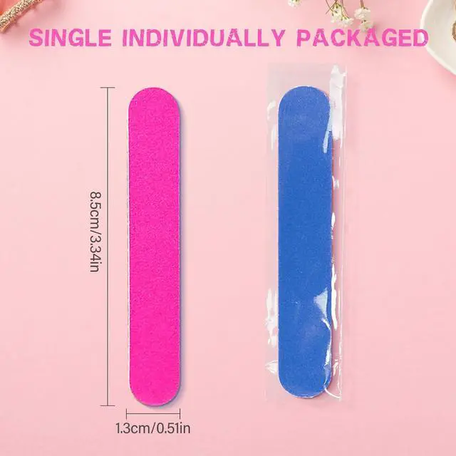 Alt view image 2 of 7 - 10 Pack 3.3 Inch Mini Emery Boards for Nails Individually Wrapped, Double-Sided 100/180 Grit Nail Files,Reusable for Natural and Acrylic Nails in Home or Salon