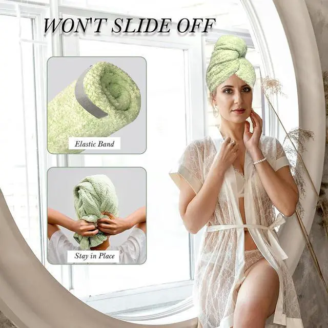 Alt view image 5 of 7 - Chloven Large Microfiber Hair Towel Wrap for Women | Ultra Absorbent & Anti-Frizz Hair Drying Towel Quick-Dry Hair Turbans Wrap Towels for Women Curly Hair Bath Towel Alternative