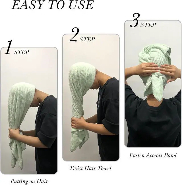 Alt view image 6 of 7 - Chloven Large Microfiber Hair Towel Wrap for Women | Ultra Absorbent & Anti-Frizz Hair Drying Towel Quick-Dry Hair Turbans Wrap Towels for Women Curly Hair Bath Towel Alternative