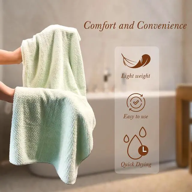 Alt view image 7 of 7 - Chloven Large Microfiber Hair Towel Wrap for Women | Ultra Absorbent & Anti-Frizz Hair Drying Towel Quick-Dry Hair Turbans Wrap Towels for Women Curly Hair Bath Towel Alternative