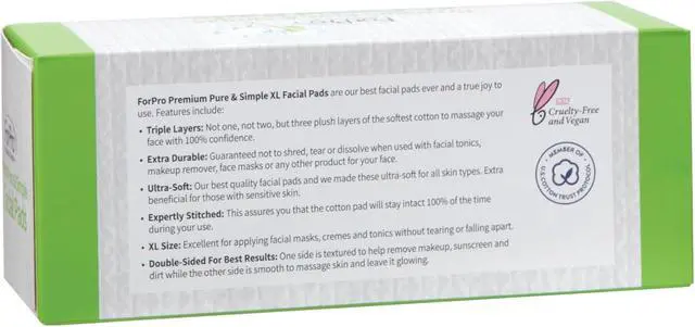 Alt view image 3 of 7 - ForPro Premium Pure & Simple XL Facial Pads, Triple Layered Ultra Soft Disposable Makeup Remover Pads, 100% Vegan & Cruelty-Free, 60-Count