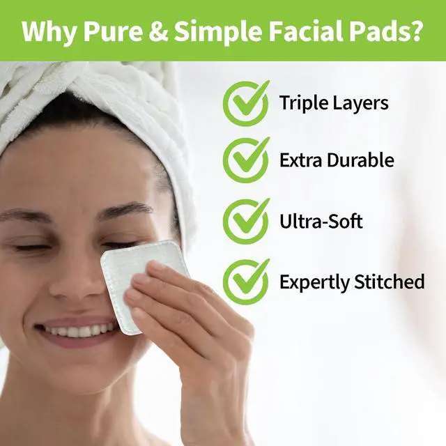 Alt view image 5 of 7 - ForPro Premium Pure & Simple XL Facial Pads, Triple Layered Ultra Soft Disposable Makeup Remover Pads, 100% Vegan & Cruelty-Free, 60-Count