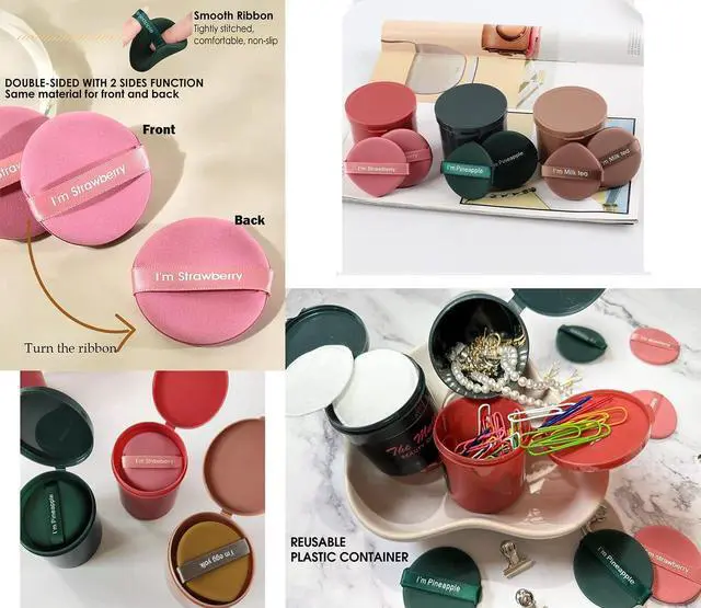 Alt view image 4 of 7 - 7Pc Makeup Puff Set with Storage Box Triangle Round Wet & Dry Sponge | Storage Box, Triangle Round, Wet & Dry Sponge