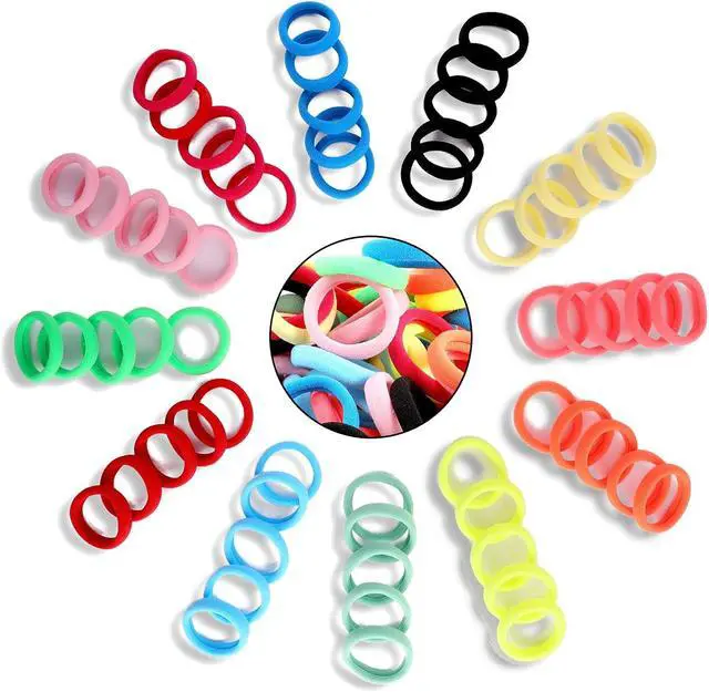 Alt view image 7 of 7 - 120PCS Hair Ties for Women and Girls, Elastic Hair Bands, Ponytail Holders | Assorted Colors Soft Cotton Seamless Hair Ties for Women or Men, No Damage for Thick Hair, 1.8 Inch in Diameter (12 Colors)