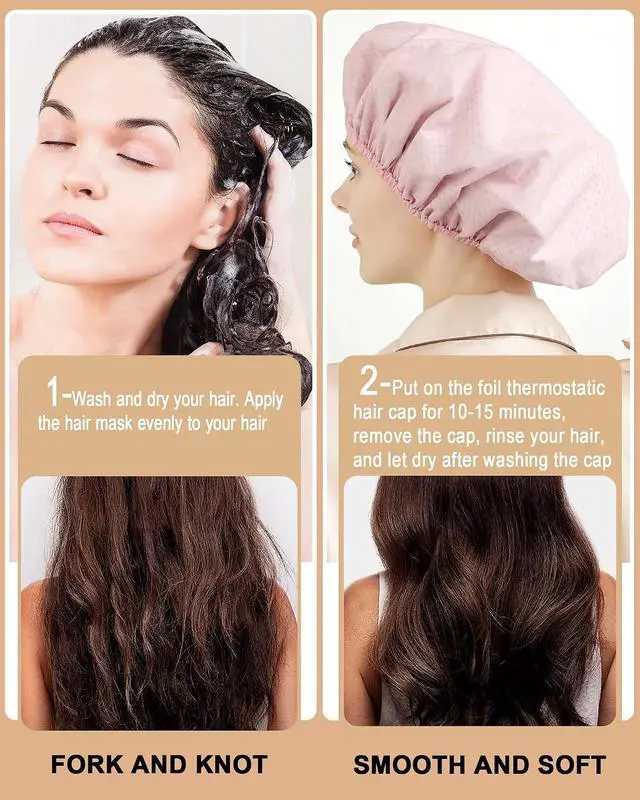 Alt view image 3 of 7 - YIZIJIZI Hair Heat Cap,Deep Conditioning Hair Cap 2 Pack | Enhances deep conditioning with gentle heat for hair masks and treatments. Gorro térmico para el cabello at home