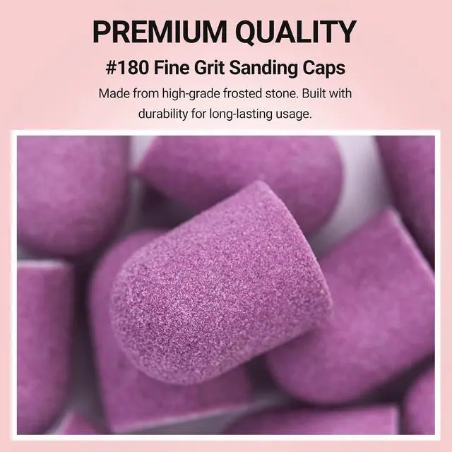 Alt view image 2 of 7 - MelodySusie 10 Pcs Nail Sanding Caps Nail Drill Bits 180 Fine Grit for Foot File Callus Remover Manicure Pedicure Nail Polishing Burr Home Salon Use, Purple (13mm)