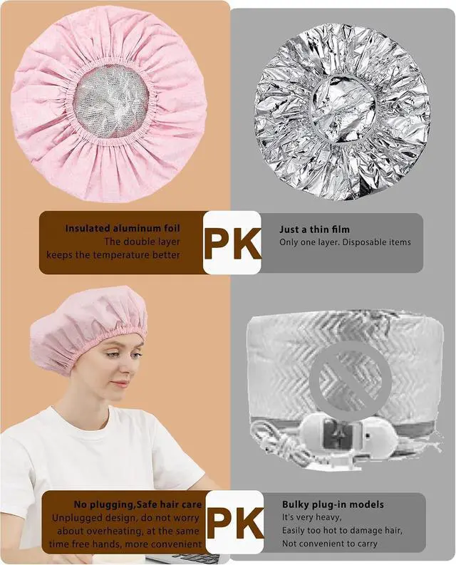 Alt view image 6 of 7 - YIZIJIZI Hair Heat Cap,Deep Conditioning Hair Cap 2 Pack | Enhances deep conditioning with gentle heat for hair masks and treatments. Gorro térmico para el cabello at home