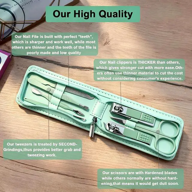 Alt view image 4 of 6 - 7 Pcs Manicure Set Stainless Steel Nail Clippers Kit, Nail Care Beauty Tools Set Christmas Stocking Stuffers, Christmas Gifts for Men and Women Travel Grooming Kit With Zipper Leather Case