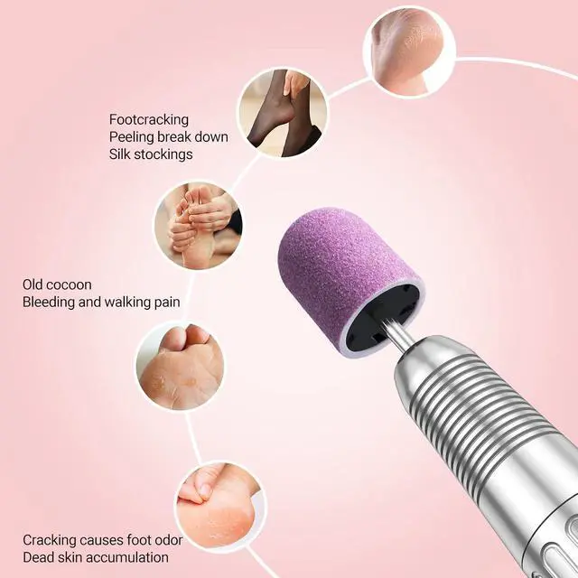 Alt view image 5 of 7 - MelodySusie 10 Pcs Nail Sanding Caps Nail Drill Bits 180 Fine Grit for Foot File Callus Remover Manicure Pedicure Nail Polishing Burr Home Salon Use, Purple (13mm)