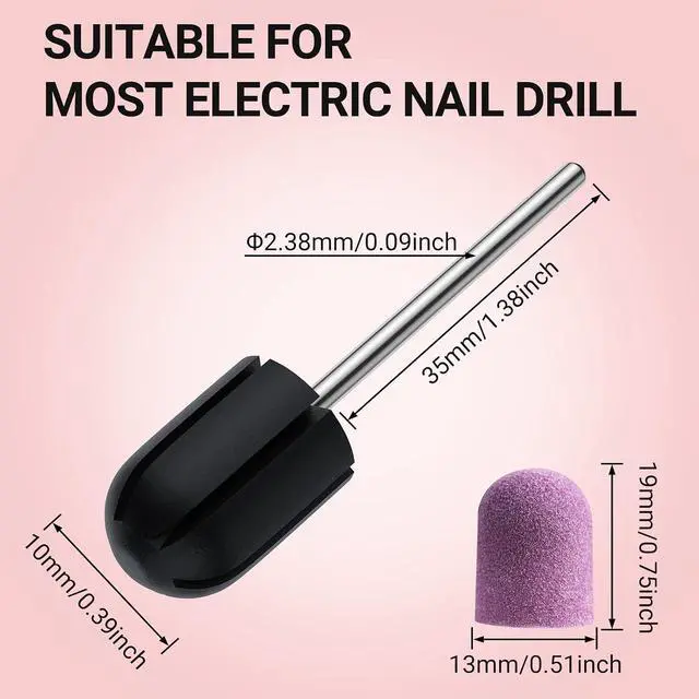 Alt view image 7 of 7 - MelodySusie 10 Pcs Nail Sanding Caps Nail Drill Bits 180 Fine Grit for Foot File Callus Remover Manicure Pedicure Nail Polishing Burr Home Salon Use, Purple (13mm)