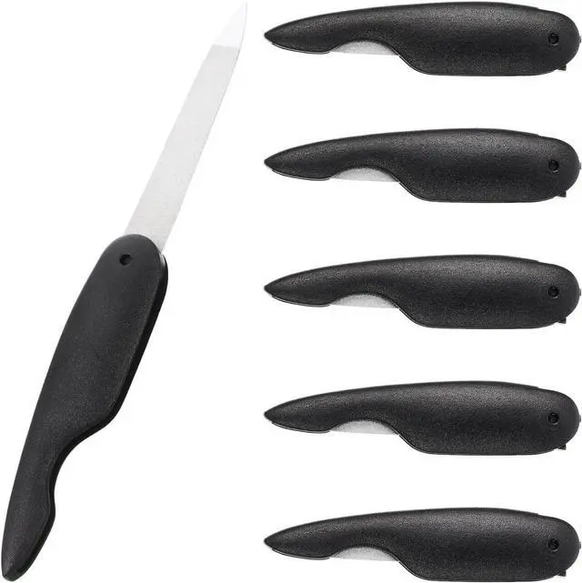 Main image of Ipetboom 6pcs Foldable Stainless Steel Nail File with Anti-Slip Handle Manicure Fingernails Polishing Tools Double Sided and Files Nails Easily for Men and Woman, 13.50X2.00X1.00CM, Black