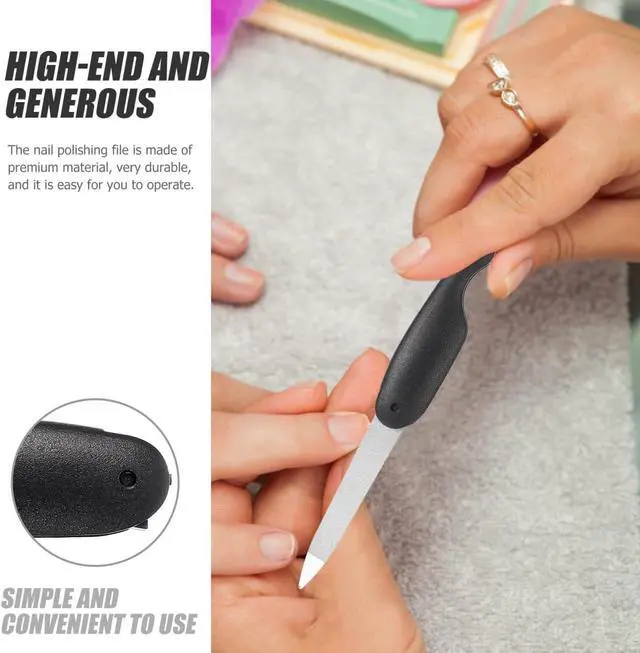 Alt view image 3 of 7 - Ipetboom 6pcs Foldable Stainless Steel Nail File with Anti-Slip Handle Manicure Fingernails Polishing Tools Double Sided and Files Nails Easily for Men and Woman, 13.50X2.00X1.00CM, Black
