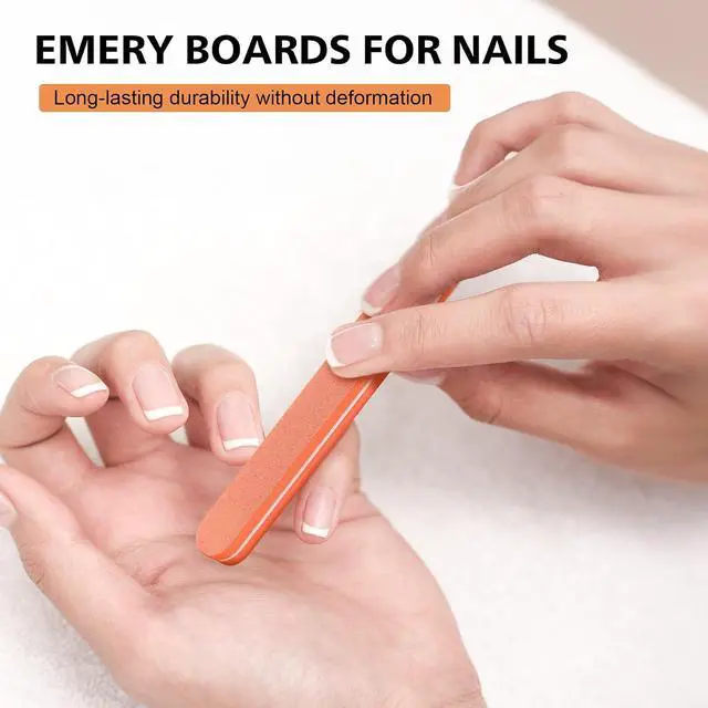 Alt view image 5 of 7 - BALUCA 10-Pack Professional Nail Files & Buffers for Acrylic & Natural Nails | Double-Sided 100/180 Grit Emery Boards | Reusable Salon-Grade Nail Filer & Shine Kit for Women & Pets (Orange)