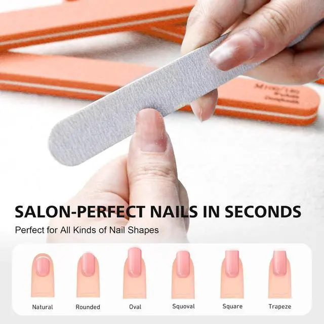 Alt view image 3 of 7 - BALUCA 10-Pack Professional Nail Files & Buffers for Acrylic & Natural Nails | Double-Sided 100/180 Grit Emery Boards | Reusable Salon-Grade Nail Filer & Shine Kit for Women & Pets (Orange)
