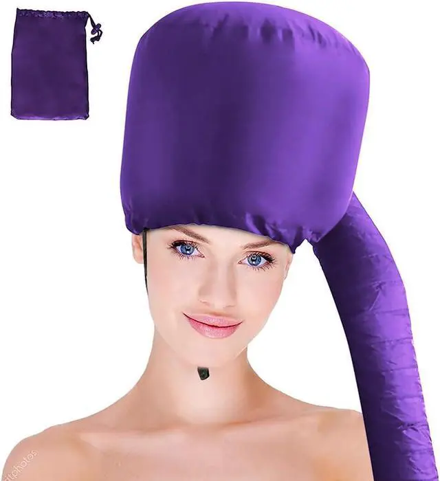 Main image of Hair Dryer Bonnet - Upgraded Bonnet Hair Dryer with Longer Extended Hose for Easy Styling, Curling and Deep Conditioning, Purple, One Size Fits All