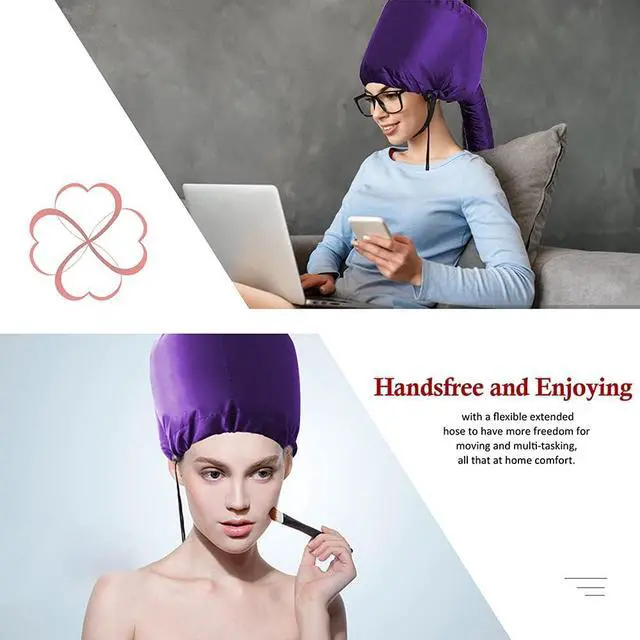 Alt view image 3 of 6 - Hair Dryer Bonnet - Upgraded Bonnet Hair Dryer with Longer Extended Hose for Easy Styling, Curling and Deep Conditioning, Purple, One Size Fits All
