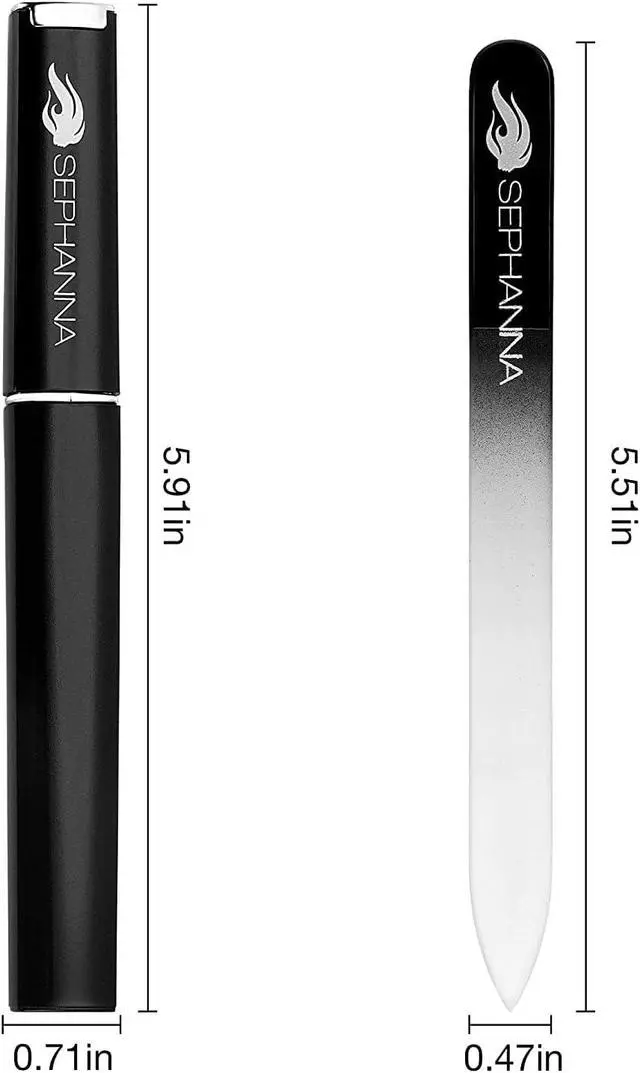 Alt view image 2 of 7 - Premium Crystal Glass Nail File for Natural Nails, Professional Glass Nail Files with case for Unisex, Portable Glass Nail File Double Sided for Natural & Acrylic Nail Care (Black, Blue & Pink)