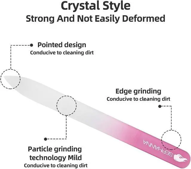Alt view image 3 of 7 - Premium Crystal Glass Nail File for Natural Nails, Professional Glass Nail Files with case for Unisex, Portable Glass Nail File Double Sided for Natural & Acrylic Nail Care (Black, Blue & Pink)