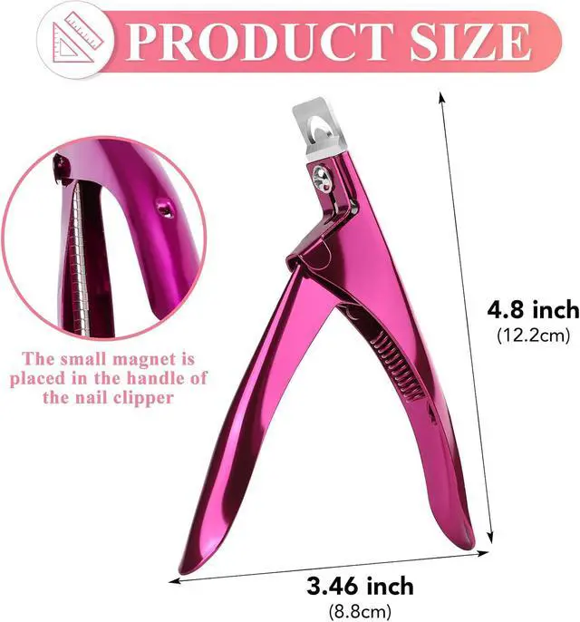 Alt view image 2 of 7 - BEST CHOICE MAGNETS False Nail Clippers Stainless Steel with 15Pcs Magnets | Nail Cutter for Acrylic Nail, Nail Clippers with Small Magnets for Home Salon Nail Art (Pink)