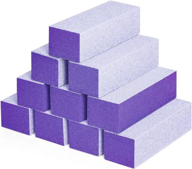 Main image of Nail Buffer Block - Nail Buffer 80/80/100 Grit 10 Pcs 3 Way Purple | 3.5" Long, High-elastic Sponge, Washable & Reusable, Natural Nails Cleanup, Nail Prep, Manicure, Travel Size, Home DIY