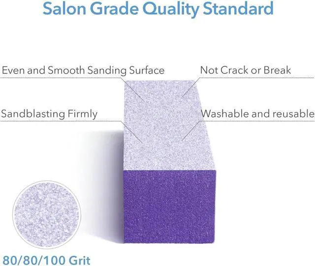 Alt view image 4 of 7 - Nail Buffer Block - Nail Buffer 80/80/100 Grit 10 Pcs 3 Way Purple | 3.5" Long, High-elastic Sponge, Washable & Reusable, Natural Nails Cleanup, Nail Prep, Manicure, Travel Size, Home DIY