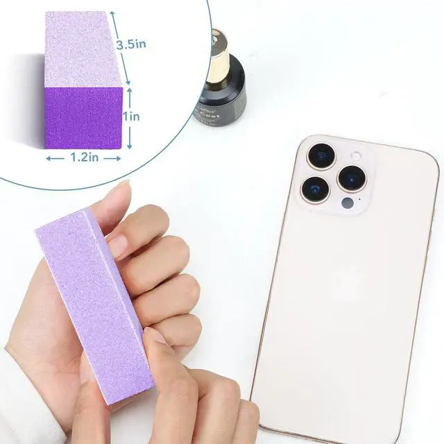 Alt view image 5 of 7 - Nail Buffer Block - Nail Buffer 80/80/100 Grit 10 Pcs 3 Way Purple | 3.5" Long, High-elastic Sponge, Washable & Reusable, Natural Nails Cleanup, Nail Prep, Manicure, Travel Size, Home DIY