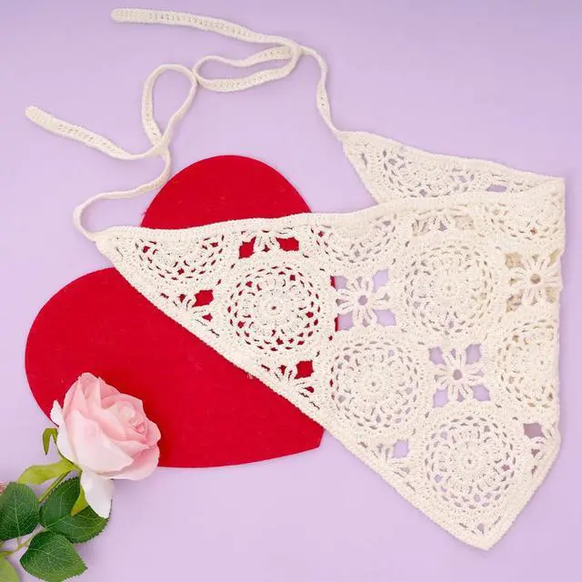 Alt view image 5 of 7 - hoyuwak Crochet Bandanas Headbands Head Scarf Hair Scarf for Women Girls Knitted Floral Hair Accessories for Hair Styling Festival Holiday Christmas Decor(beige)