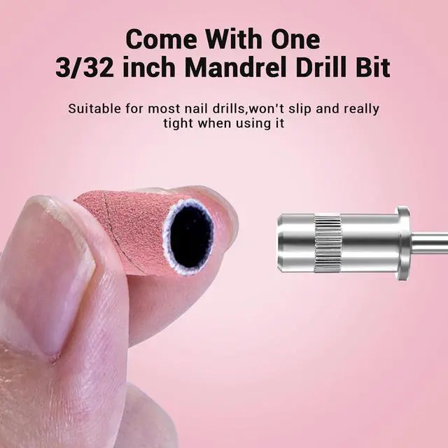 Alt view image 5 of 7 - MelodySusie 100 Pcs Nail Drill Bits Sanding Bands for Nail Drill 180 Fine Grit Nail File Sanding Bands for Acrylic Nails Gel Manicures and Pedicure