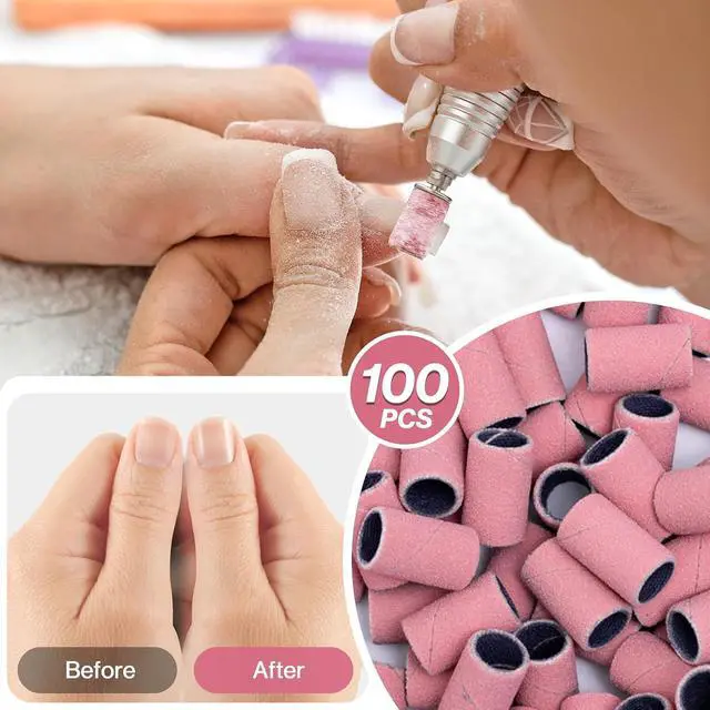 Alt view image 6 of 7 - MelodySusie 100 Pcs Nail Drill Bits Sanding Bands for Nail Drill 180 Fine Grit Nail File Sanding Bands for Acrylic Nails Gel Manicures and Pedicure