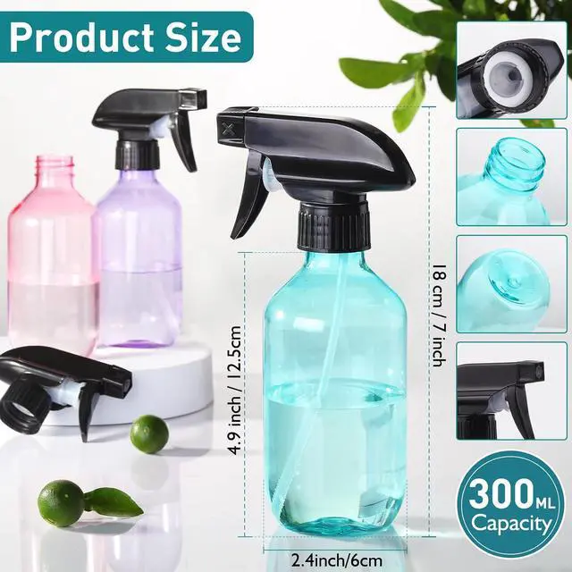 Alt view image 2 of 6 - Spray Bottles 2 Pack 10 oz Small Plastic Squirt Bottles for Hair | Refillable Empty Spray Bottle with Adjustable Nozzle BPA-Free Mist/Stream Water Spray Bottles for Cleaning, Plants, Pet Use