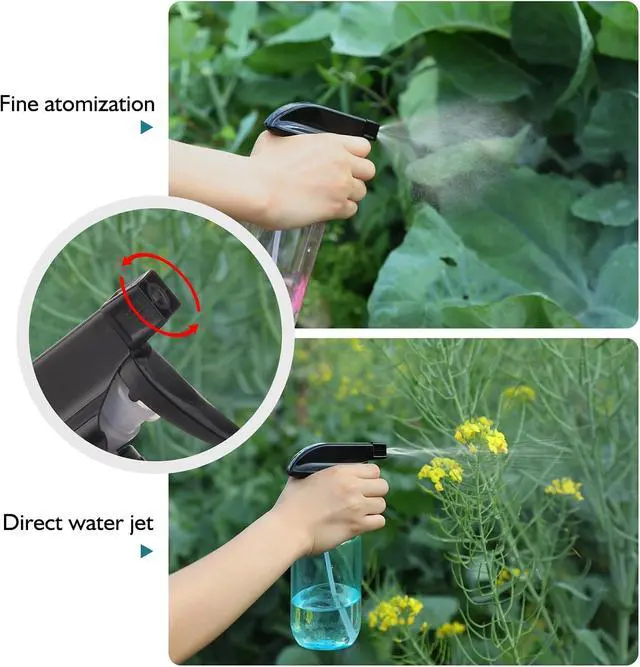 Alt view image 3 of 6 - Spray Bottles 2 Pack 10 oz Small Plastic Squirt Bottles for Hair | Refillable Empty Spray Bottle with Adjustable Nozzle BPA-Free Mist/Stream Water Spray Bottles for Cleaning, Plants, Pet Use