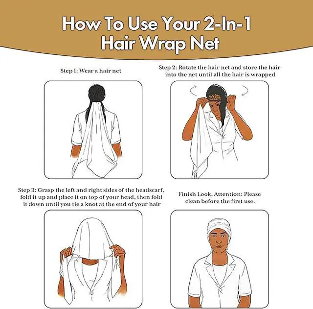 Alt view image 6 of 6 - 2 in 1 Wrap Cap Hair Net for Silk Press, Satin Scarf Hair Net Silk Press Wrap for Women Sleeping Curly Hair Care
