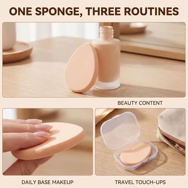 Alt view image 6 of 7 - 5Pcs Beige Smooth Makeup Sponge Blender Flawless Foundation Powder Puff Beauty,Makeup Brushes and Tools