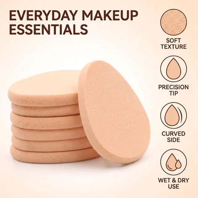 Alt view image 7 of 7 - 5Pcs Beige Smooth Makeup Sponge Blender Flawless Foundation Powder Puff Beauty,Makeup Brushes and Tools