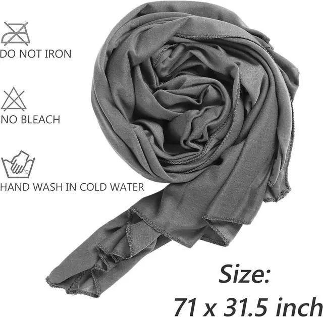 Alt view image 3 of 6 - XTREND 1 Piece Stretch Head Wrap Jersey Turban Long Hair Scarf Soft Fashion Headband Solid Color Breathable African Knit Head Scarves Turban Tie for Women (Dark Gray)