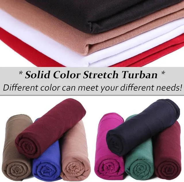 Alt view image 4 of 6 - XTREND 1 Piece Stretch Head Wrap Jersey Turban Long Hair Scarf Soft Fashion Headband Solid Color Breathable African Knit Head Scarves Turban Tie for Women (Dark Gray)
