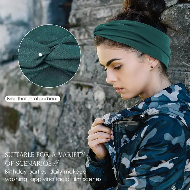 Alt view image 4 of 6 - 12 Pcs Stretchy Headbands for Women, Absorbed Sport Headband | Soft Twist Knotted Headbands for Daily Life Yoga Workout