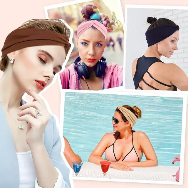 Alt view image 6 of 6 - 12 Pcs Stretchy Headbands for Women, Absorbed Sport Headband | Soft Twist Knotted Headbands for Daily Life Yoga Workout