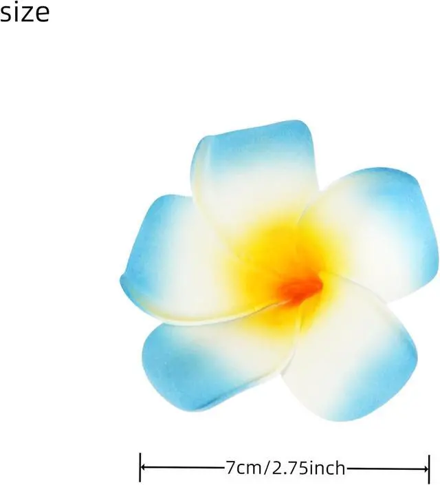 Alt view image 2 of 7 - 4 Pcs Hawaiian Flower Hair Clip,Tropical Style Hair Clips for Women Frangipani Plumeria Foam Head Flower Wedding Party Beach Hair Clip (White and blue)