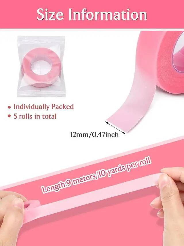 Alt view image 5 of 7 - TEOYALL 5 Rolls PE Lash Tapes, Breathable Pink Eyelash Extension Tapes | 9 meter/10 Yard Each Roll,Adhesive Micropore Lash Tapes EyeLash Extensions Supplies