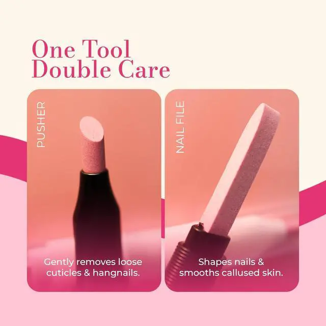 Alt view image 3 of 7 - 2PCS Victory Ceramic Stone Two-Way Nail Pusher & File (Black) Cuticle Trimmer Manicure Tools Professional Nail File Pumice Fingernail Files
