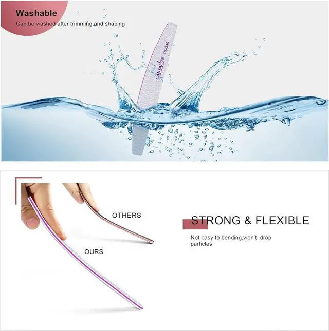 Alt view image 3 of 7 - Canvalite Nail Files for Natural Nails 180/240 Grit Emery Board for Nails Styling Tools for Home and Salon Use 10 PCS